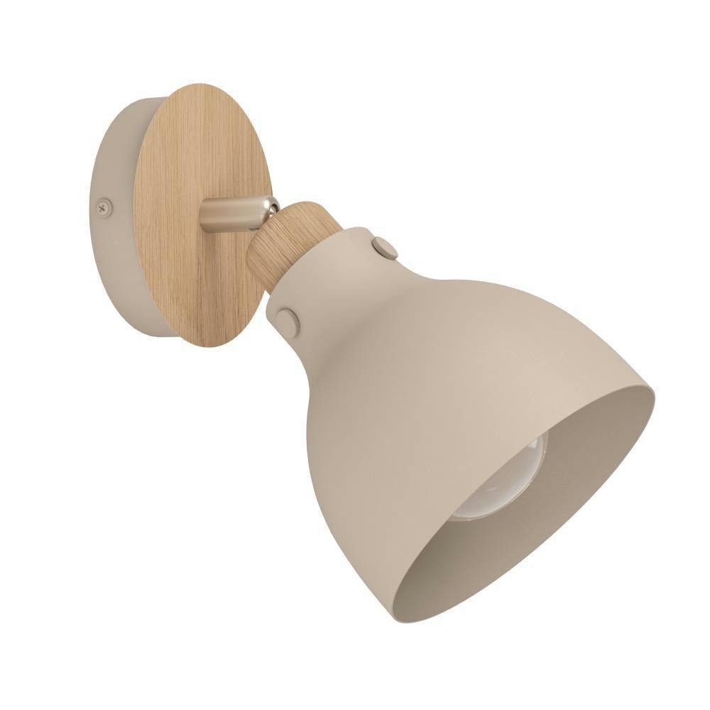 EGLO Deckenspot ARRECIFE Wandstrahler, Stahl, E27, IP20, Schlafzimmerlampe, Flurlampe, ohne Leuchtmittel, Spot, H23,5 x Ø14,5 cm, braun, nickel-matt, 1X28W exkl.