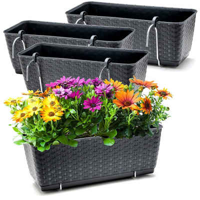 BigDean Blumenkasten Blumentopf Pflanz Gefäß Topf 39x16x14,5cm Bewässerungssystem