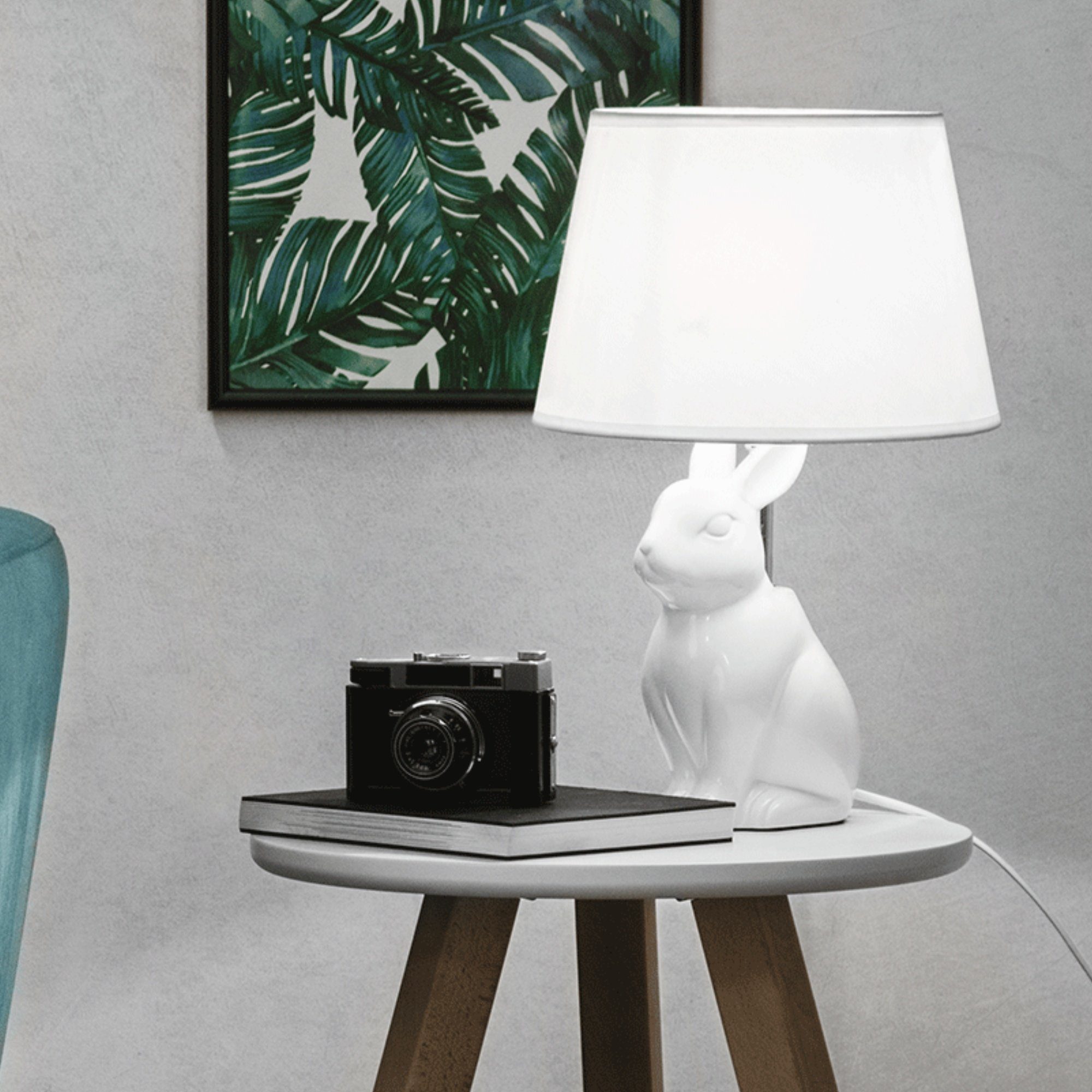 KONSIMO® Tischleuchte LEPUS Tischlampe Tischleuchte, ohne Leuchtmittel, Lampenfuß in Form eines Kaninchens