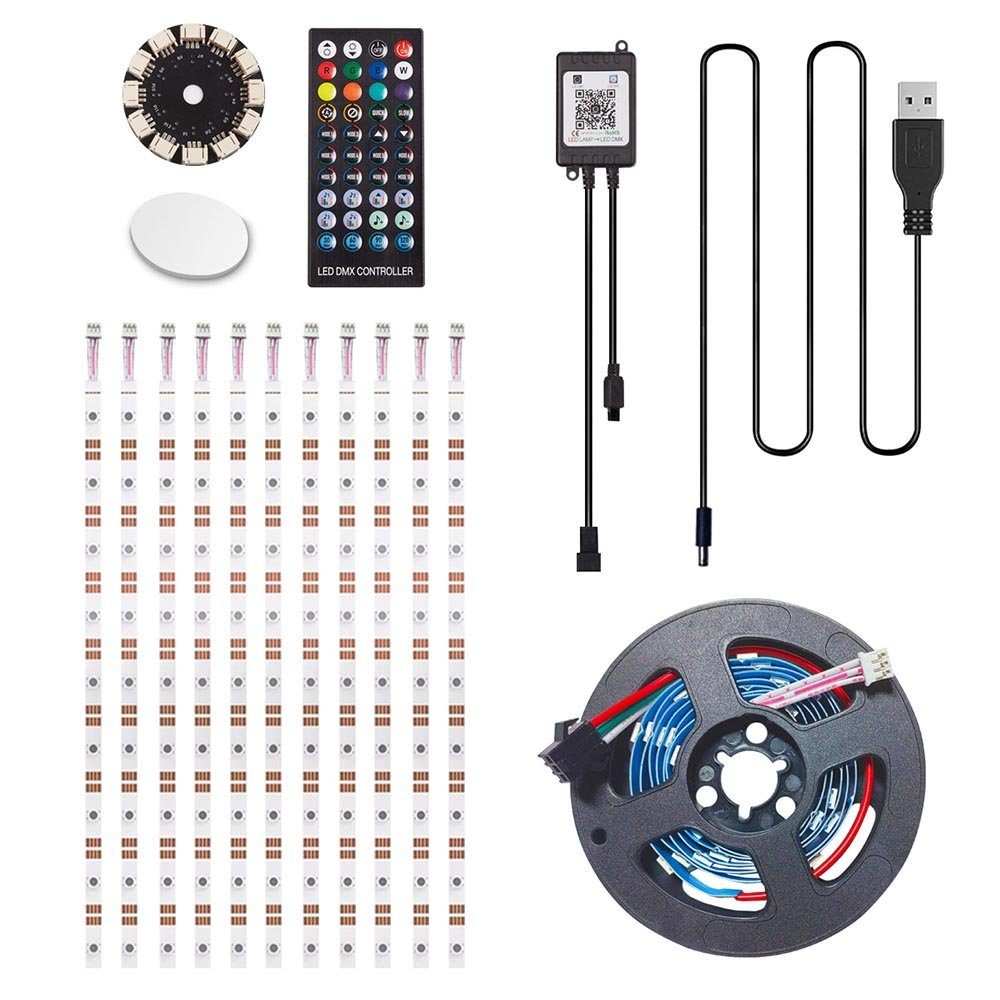 Rosnek Bluetooth, Party APP/Fernbedienung Musik-Sound-Sync, USB-betrieben, für Deko, LED-Streifen TV Wand Weihnachten Farbwechsel, Feuerwerk,