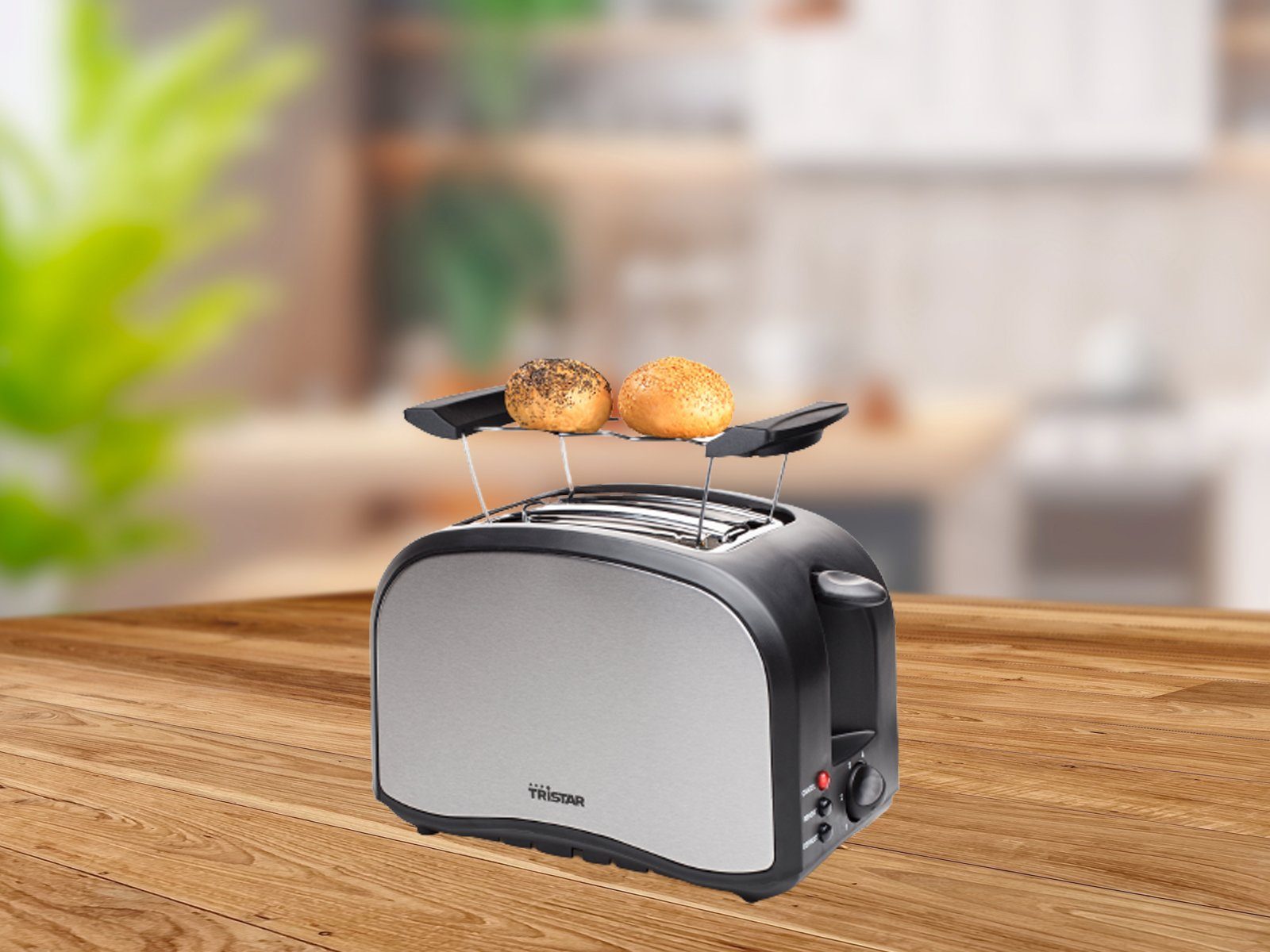 Tristar Toaster, 2 kurze Schlitze, für Toastbrot, 800 W, Doppelschlitz 2 Scheiben Toastmaschine Mini Toster & Brötchenaufsatz