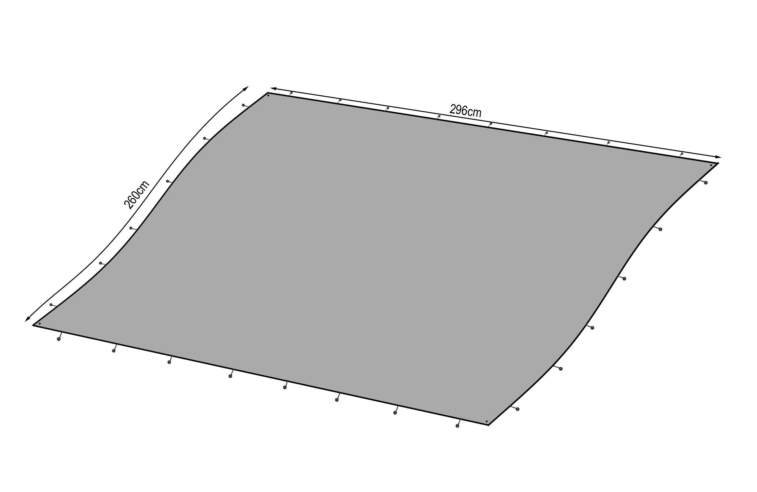 Quick Star Anbaupavillon Ersatzdach 250 x 300 cm, 28 Spanngummis. Eine Öse je Ecke und mit Polyester verstärkt. – Bild 4 von 5