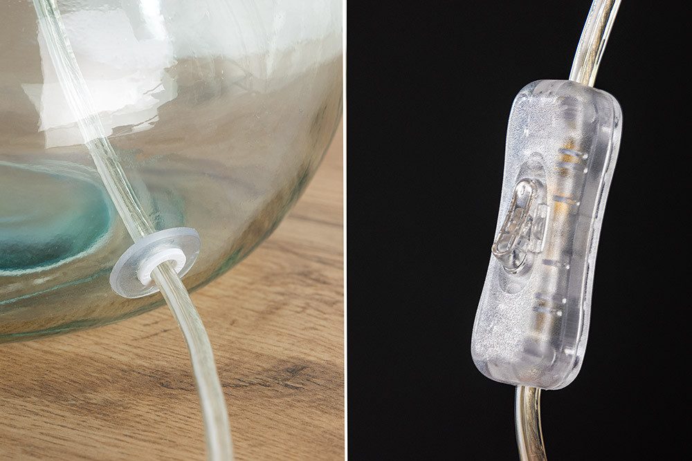 riess-ambiente Tischleuchte CLASSIC 60cm transparent / weiß · Tischleuchte aus Glas mit Schirm, Ein-/Ausschalter, ohne Leuchtmittel, Wohnzimmer · Dekoration · Schlafzimmer · Modern Design