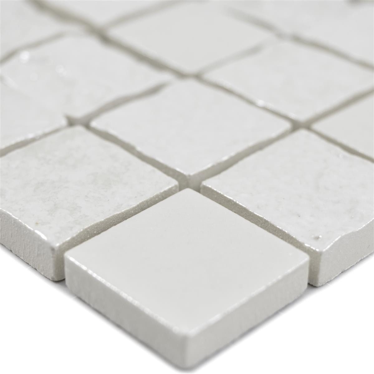 Mosafil Mosaikfliesen Keramikmosaik Fliesen Shogun 3D, Keramik 31.600x31.600, weiß, Verlegefertig auf ein Netz geklebt - Frostsicher - Wasserfest