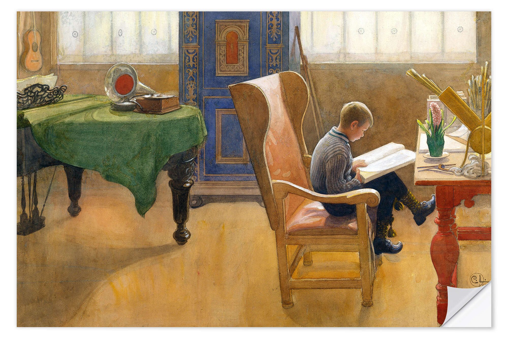 Posterlounge Wandfolie Carl Larsson, Studienecke. Esbjörn., Malerei