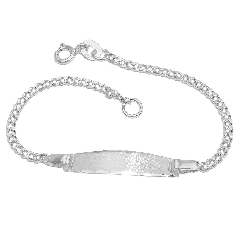 Erario D'Or Silberarmband 14 ID-Armband matt Panzerkette Silber 925 diamantiert cm