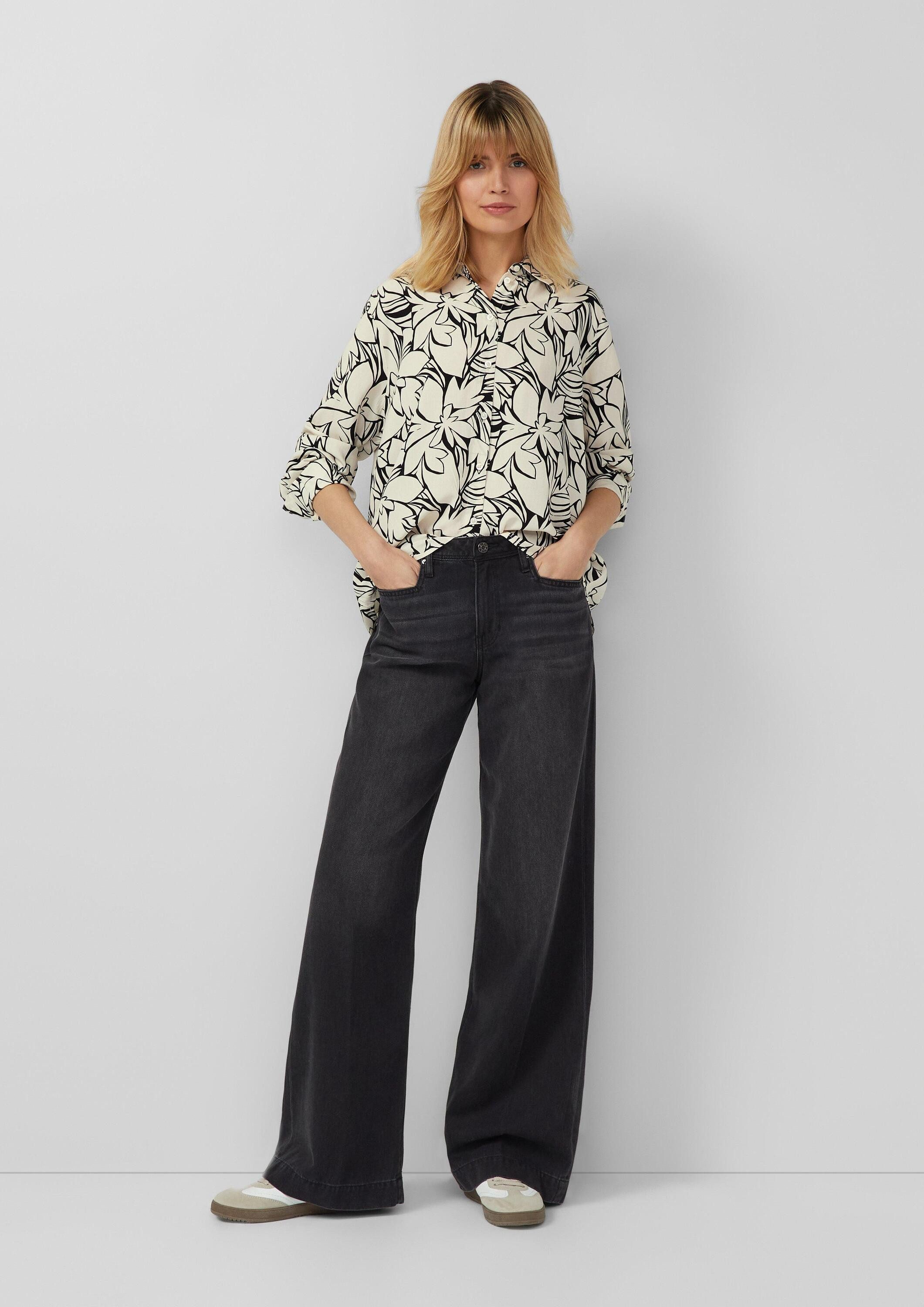 s.Oliver Langarmbluse Bluse Fließende Bluse mit floralem Muster