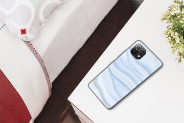 MuchoWow Handyhülle Marmor - Welle - Blau - Muster - Marmoroptik - Pastell, Phone Case, Handyhülle Xiaomi Mi 11 Lite, Silikon, Schutzhülle