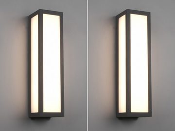 meineWunschleuchte LED Außen-Wandleuchte, LED fest integriert, Warmweiß, 2er-Set Fassaden-Beleuchtung für Haus-Wand IP 54, Anthrazit, Höhe 36cm