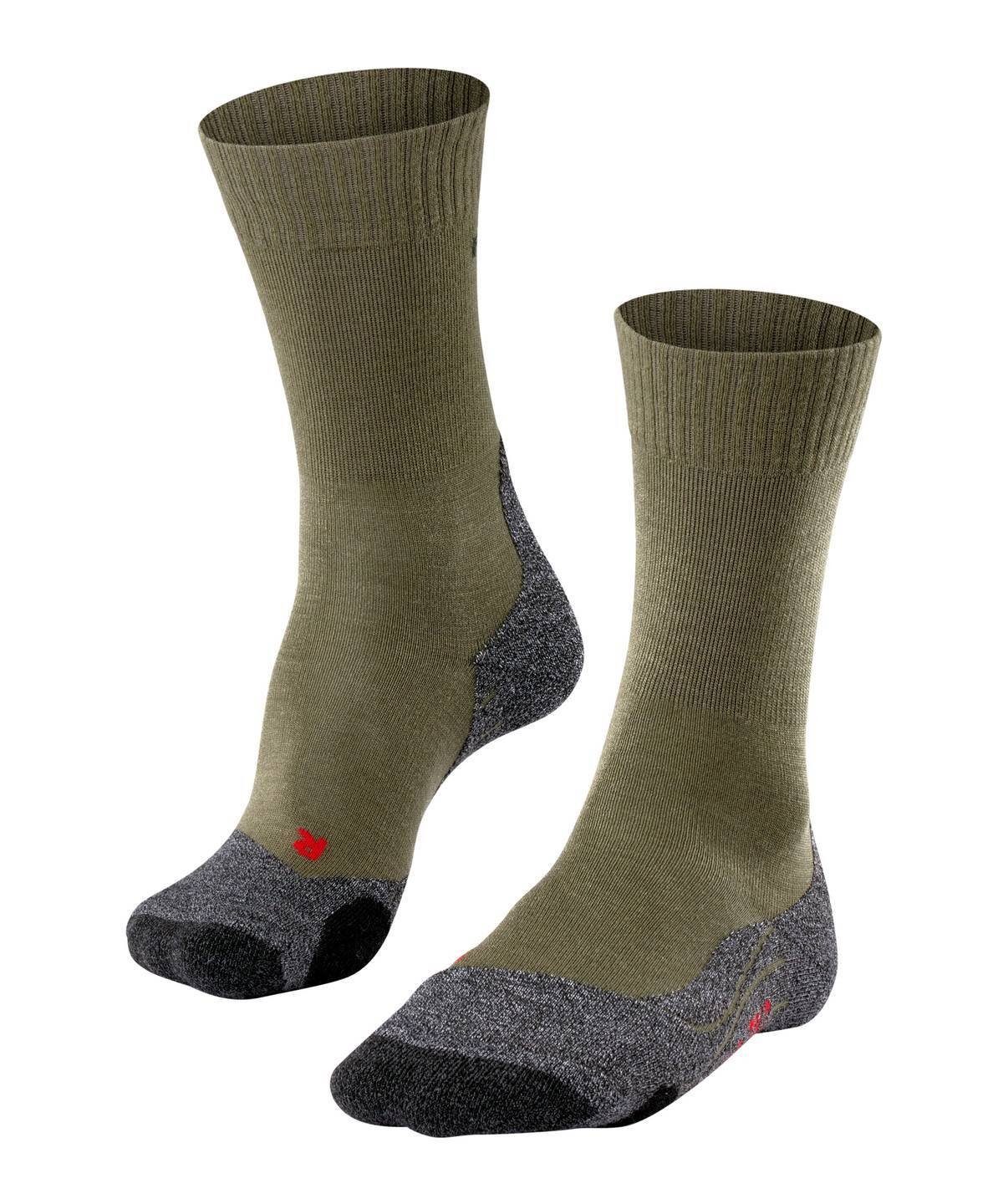 FALKE Sportsocken Herren Socken - Trekking Socken TK2, Polsterung Olivgrün