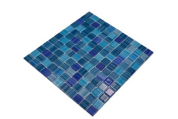 Mosani Mosaikfliesen Glasmosaik Mosaikfliesen Strich türkis blau Schwimmbadmosaik