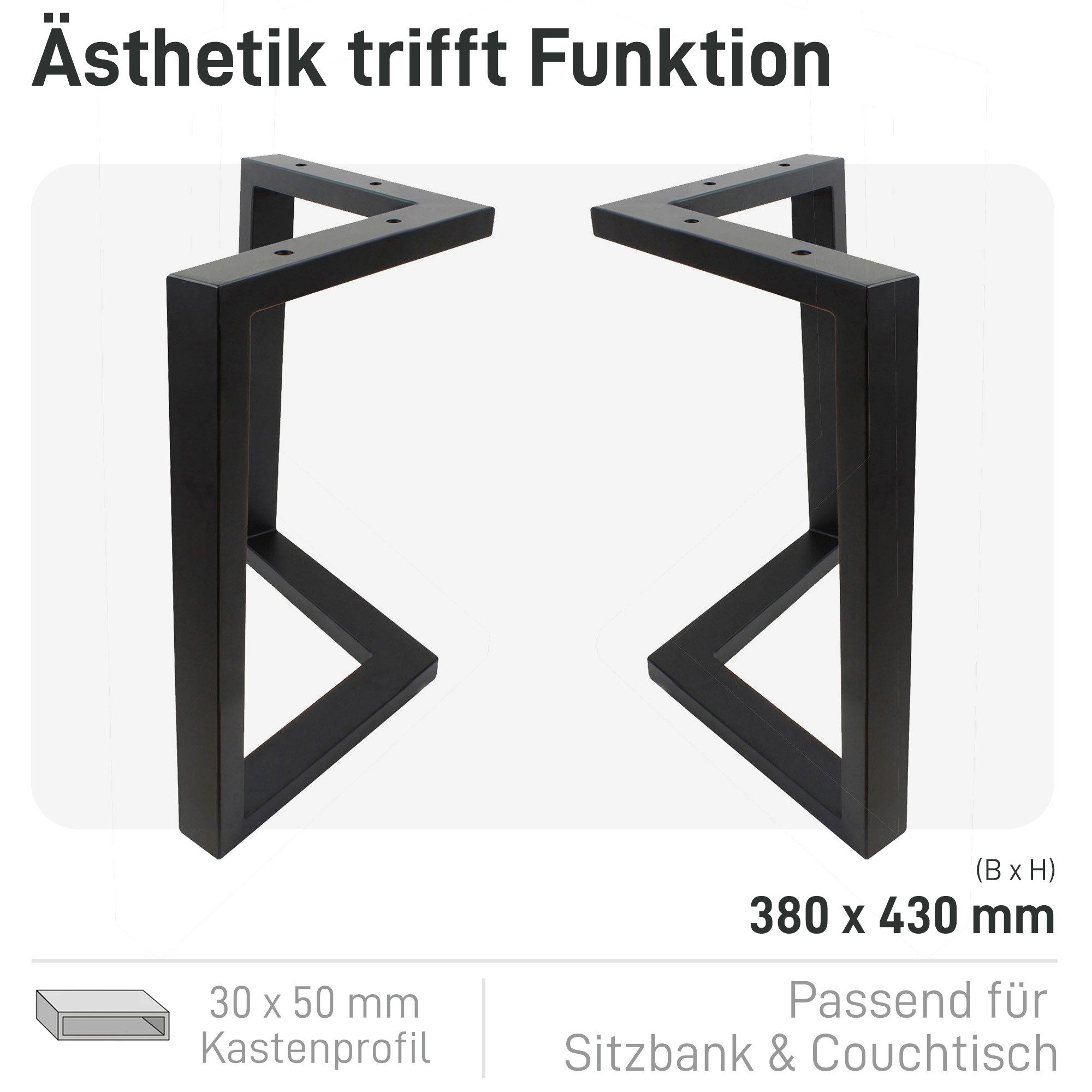 Natural Goods Berlin Möbelkufe ARROW, (2-St), Tischkufen, Schreib- und Konferenztischbeine, Esstischgestell, H 43cm