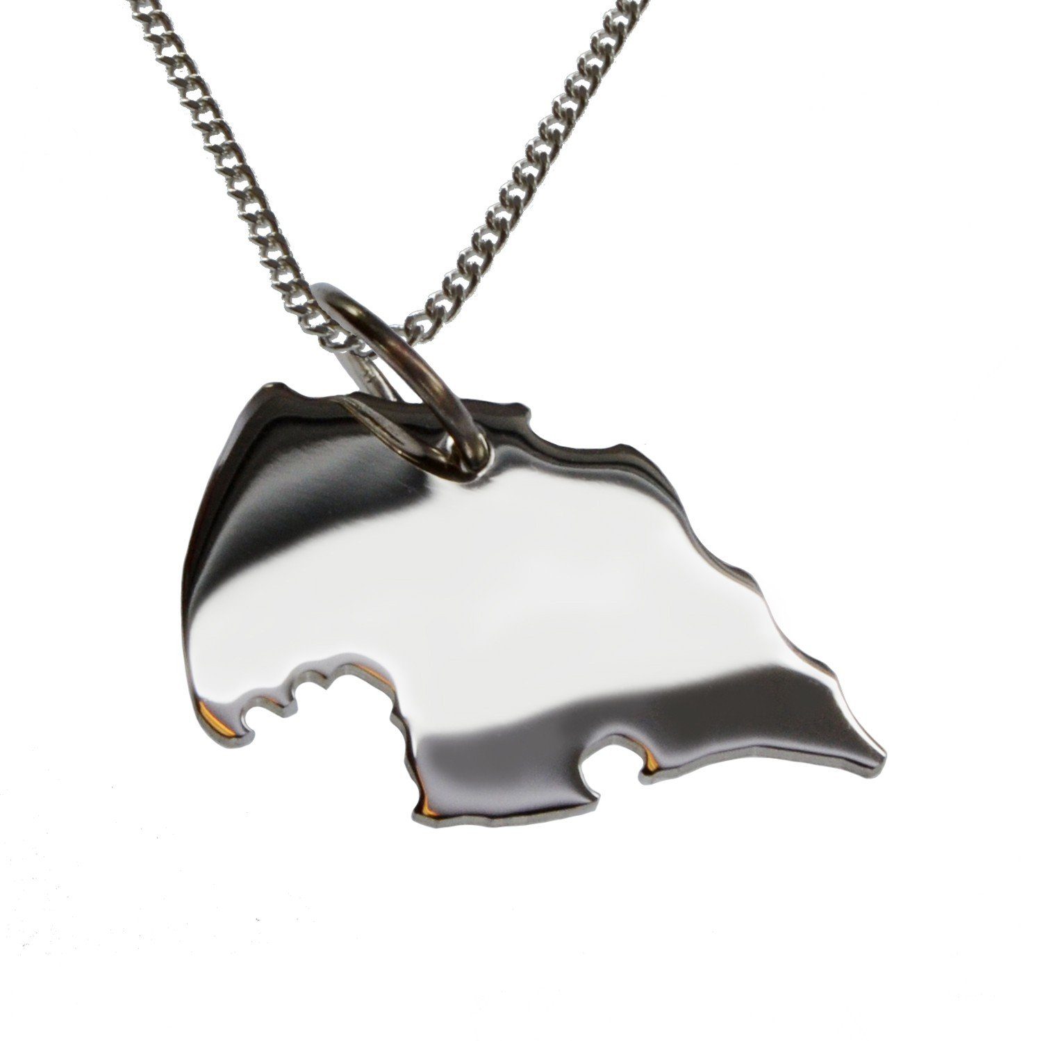 Kette mit Anhänger 50cm Halskette + Fehmarn Anhänger in massiv 925 Silber