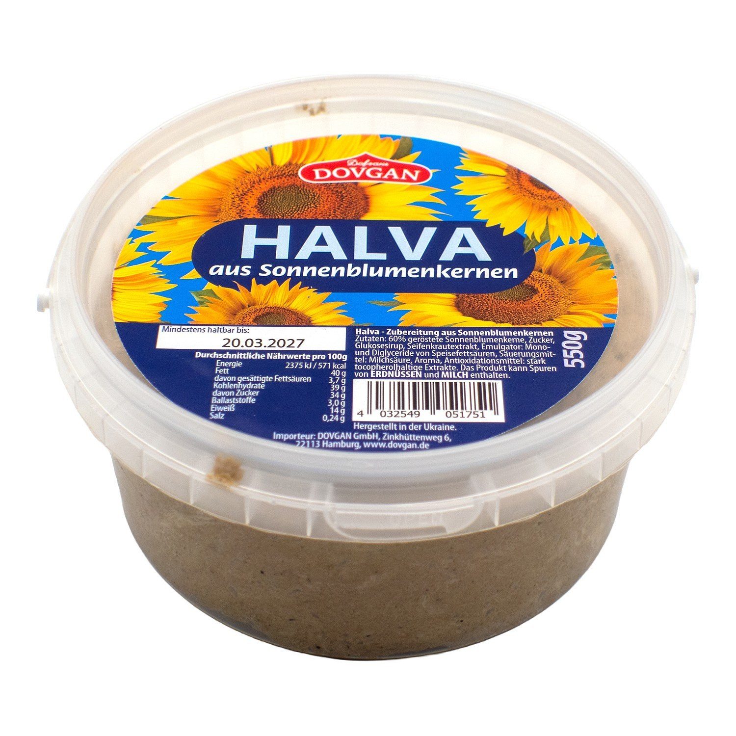 Dovgan Kerne, 1 x 550 g, Halva aus Sonnenblumenkernen (Dose)