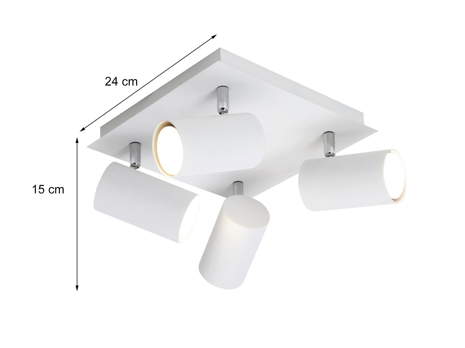 TRIO Leuchten LED Deckenstrahler Spots schwenkbar inkl. GU10 LED 24x 24cm, dimmbar, LED wechselbar, Warmweiß, innen Deckenleuchte mehrflammig, moderne Deckenspo – Bild 4 von 5
