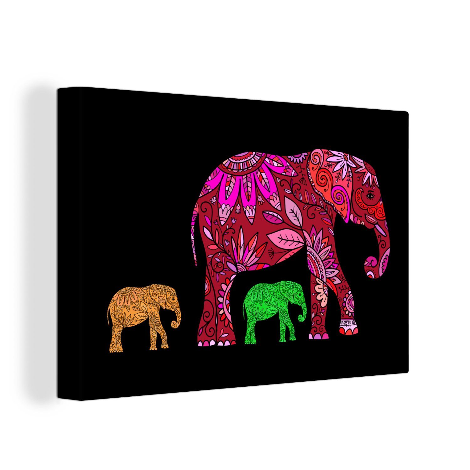 Muster Leinwandbilder, cm - - Aufhängefertig, Wanddeko, Wandbild (1 Blumen OneMillionCanvasses® 30x20 St), Leinwandbild Pflanzen, Elefanten -