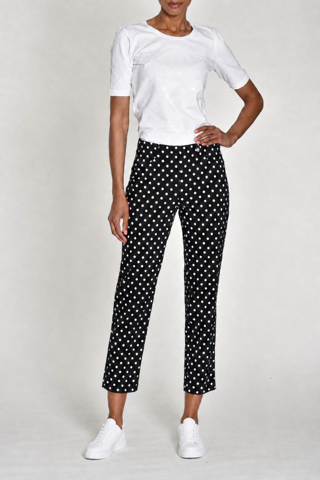 ROBELL Stretch-Hose BELLA Bengaline Punkte Print ein echter Hingucker !!! Punkte Print ° ° °