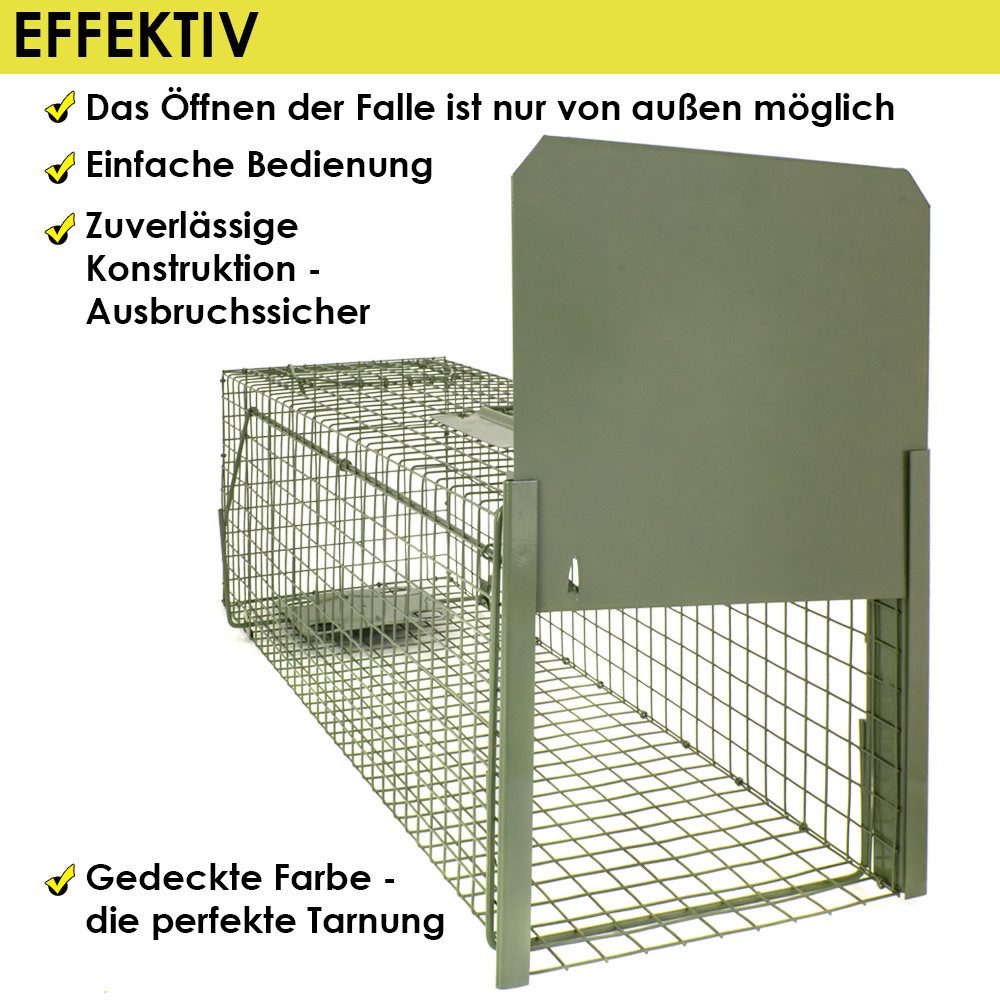Thumbnail - Petigi Lebendfalle Tierfalle Lebendfalle Grün Marderfalle Drahtfalle 82 x 26 x 26 cm