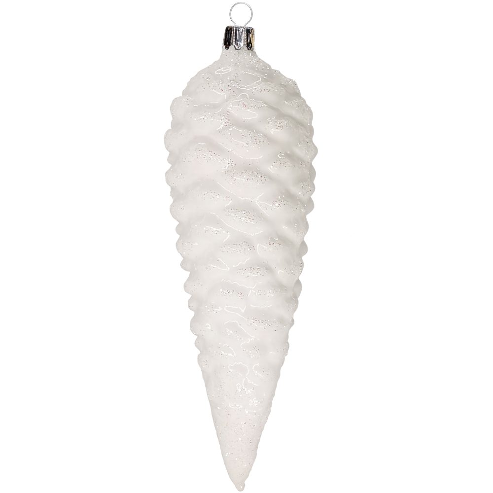 Schatzhauser Christbaumschmuck Zapfen, Tannzapfen, 12cm opalweiss (1-tlg), mundgeblasen, handbemalt