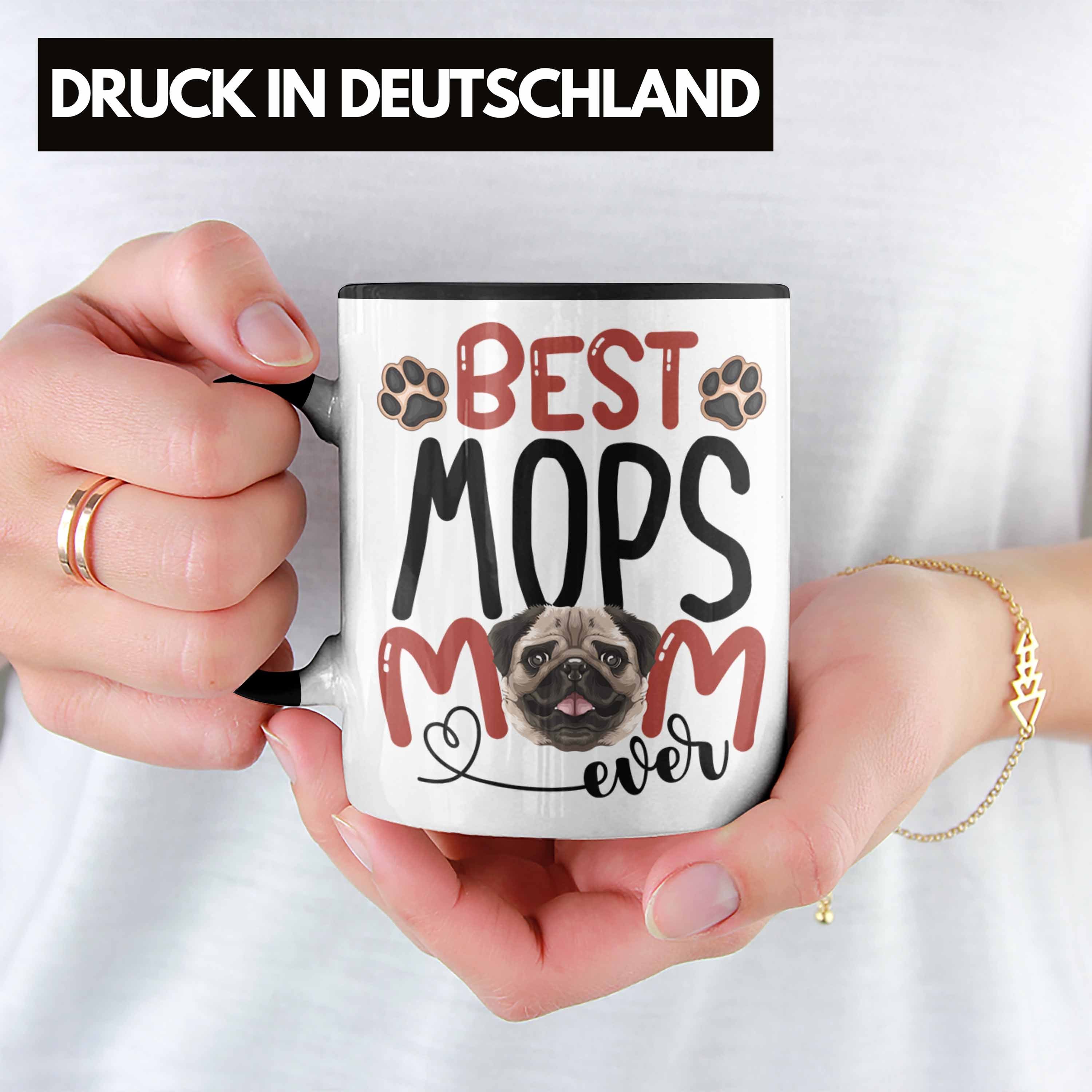 Trendation Tasse Mops Mom Besitzerin Geschenk Spruch Lustiger Tasse Schwarz Geschenkidee Besitz