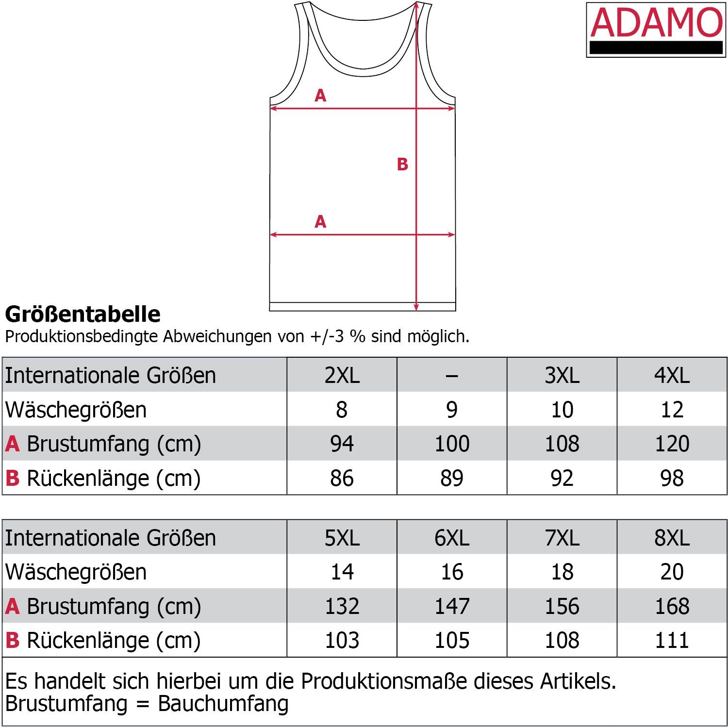 Wäsche/Bademode Unterhemden ADAMO Unterhemd (1 Stück), Herren in Übergrößen bis Wäschegröße 20