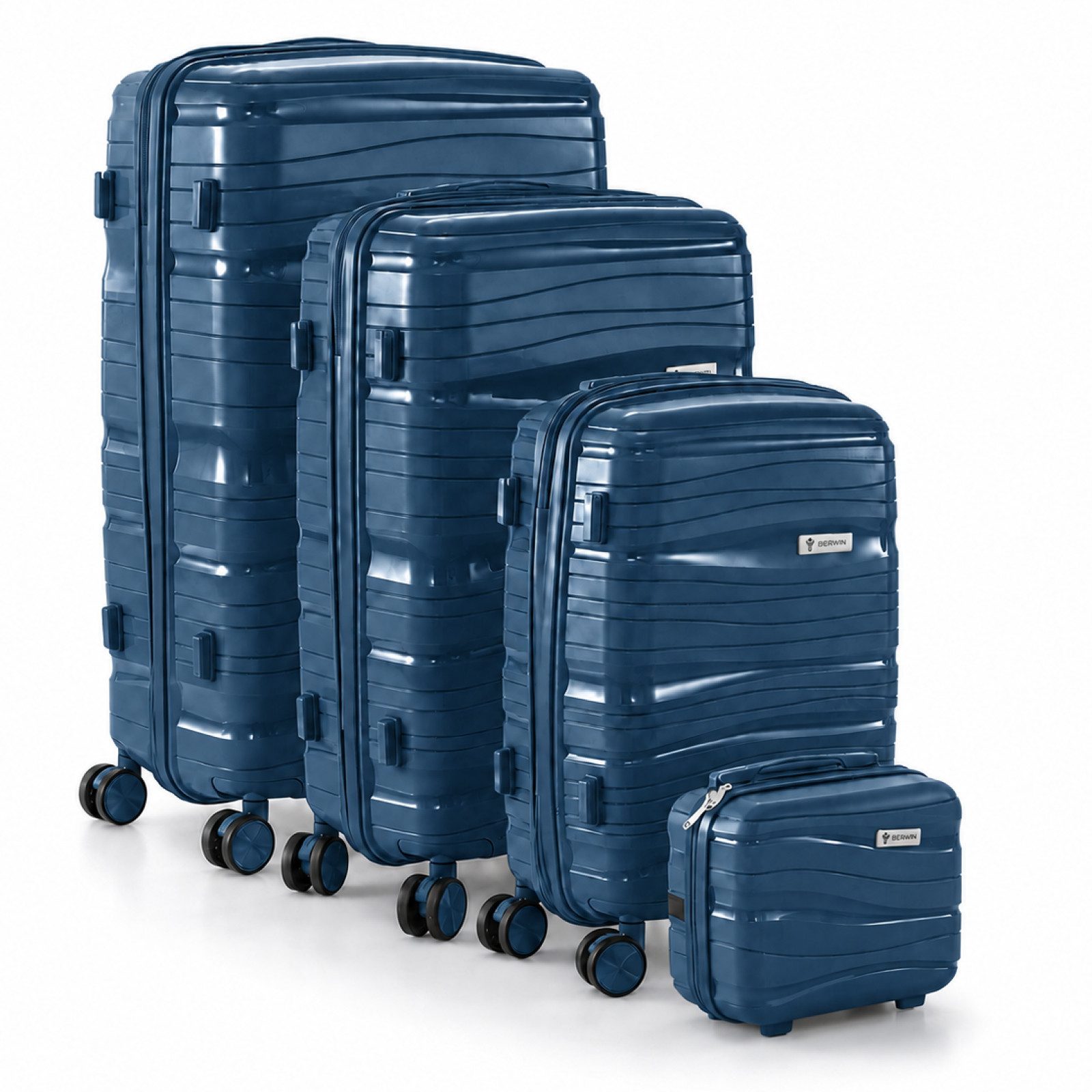 Berwin Trolleyset mit Beautycase Modell Torna Ocean Petrol, 4 Rollen, (Set, 4 tlg., MS-19811)