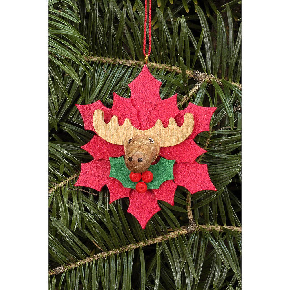 Christian Ulbricht Dekohänger Christbaumschmuck Weihnachtsstern mit Elch (6,5x6,5cm) von Christian U