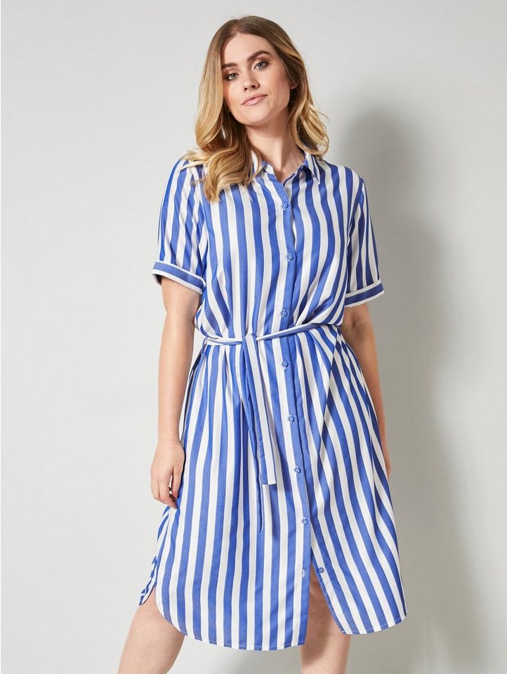 Sara Lindholm by HAPPYsize Kleid mit streckendem Streifendessin in blau