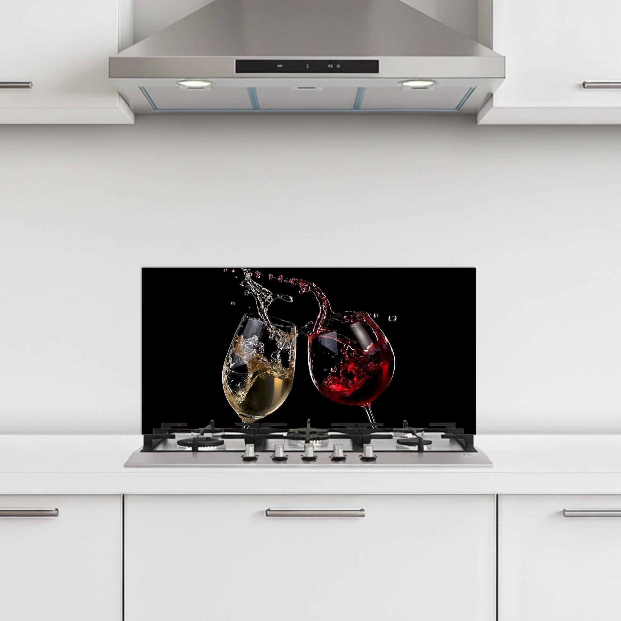 KitchenYeah Küchenrückwand selbstklebend Rotwein - Weißwein - Glas - Schwar günstig online kaufen