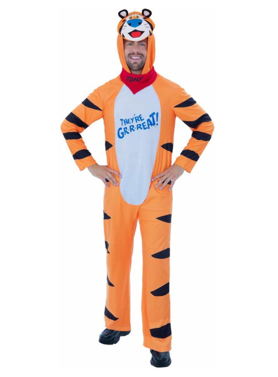 Smiffys Lebensmittel-Kostüm Kellogs – Frosties Tiger Kostüm, Tony der Tiger – das Maskottchen der Frosties Frühstücksflocken