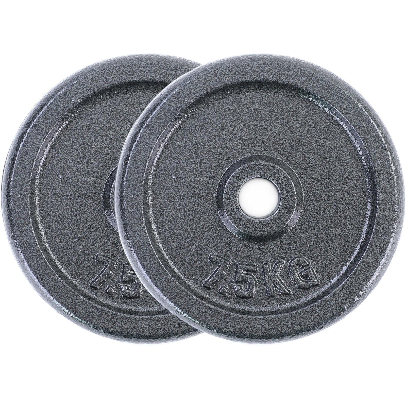 RAMROXX Hantelscheibe 15 kg Set 2x7,5 kg Gusseisen Hantel Gewicht versiegelt 30mm, 15,00 kg, Material: Gusseisen