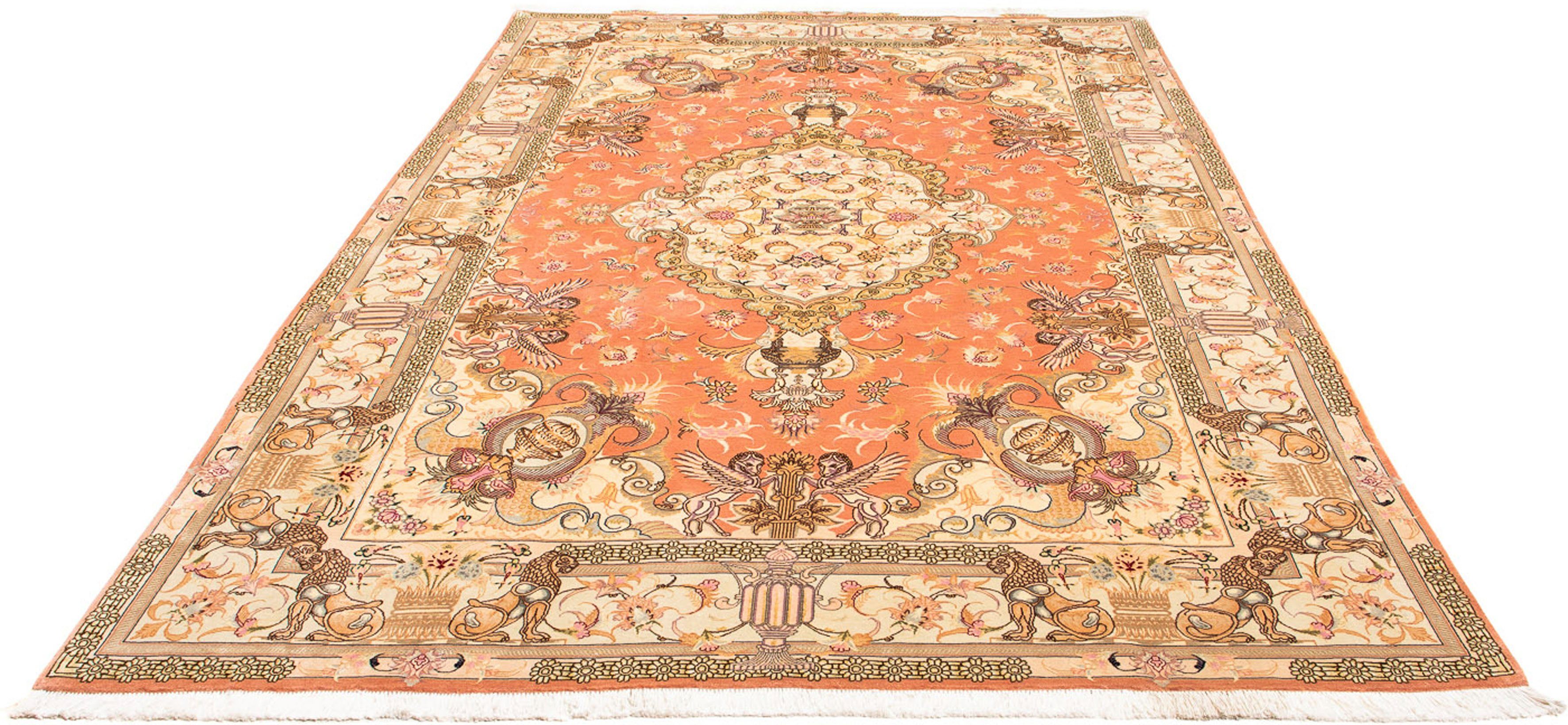 Orientteppich Perser - Täbriz - Royal - 304 x 200 cm - beige, morgenland, rechteckig, Höhe: 7 mm, Wohnzimmer, Handgeknüpft, Einzelstück mit Zertifikat | Kurzflor-Teppiche