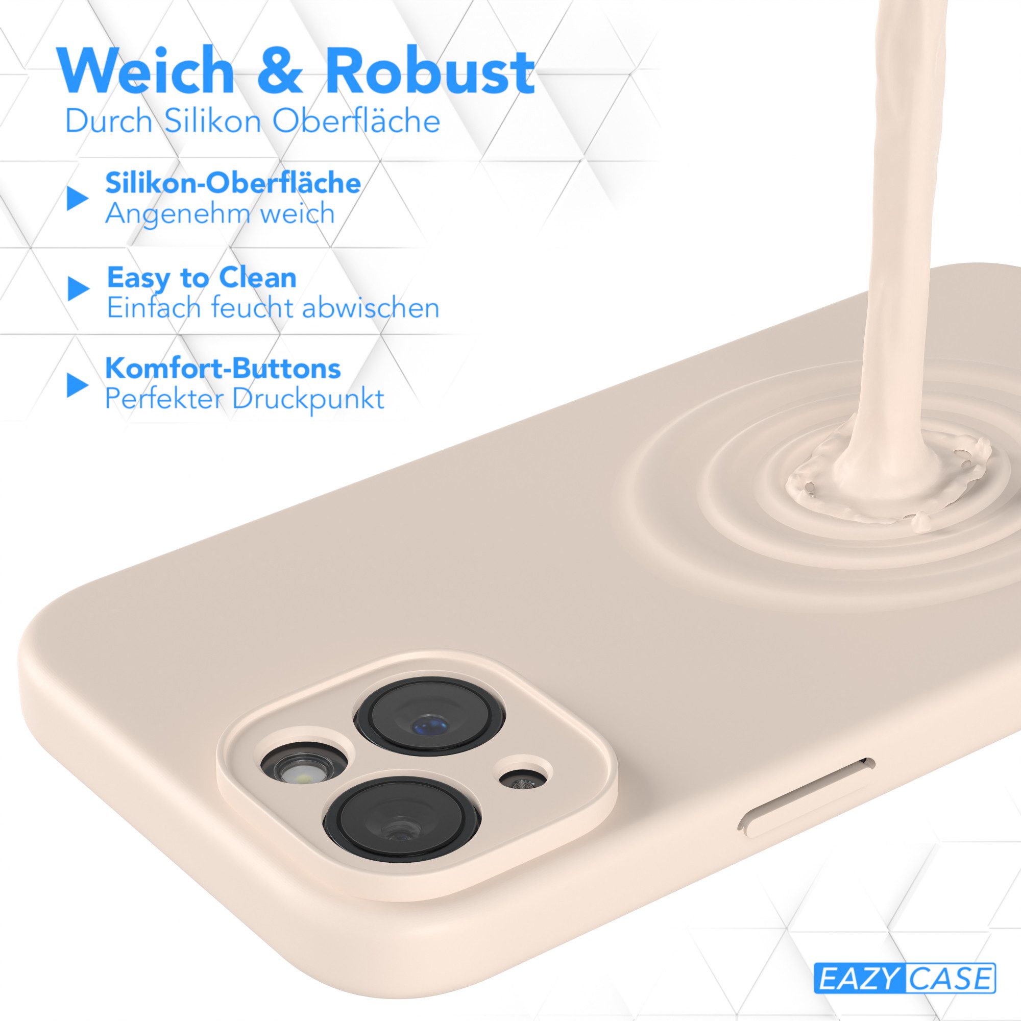 EAZY CASE Handyhülle für Apple iPhone 15 Hülle Silikon 6,1 Zoll, Bumper Case Matt Slimcover Silikonschutzhülle elastisch Taupe / Beige – Bild 5 von 5
