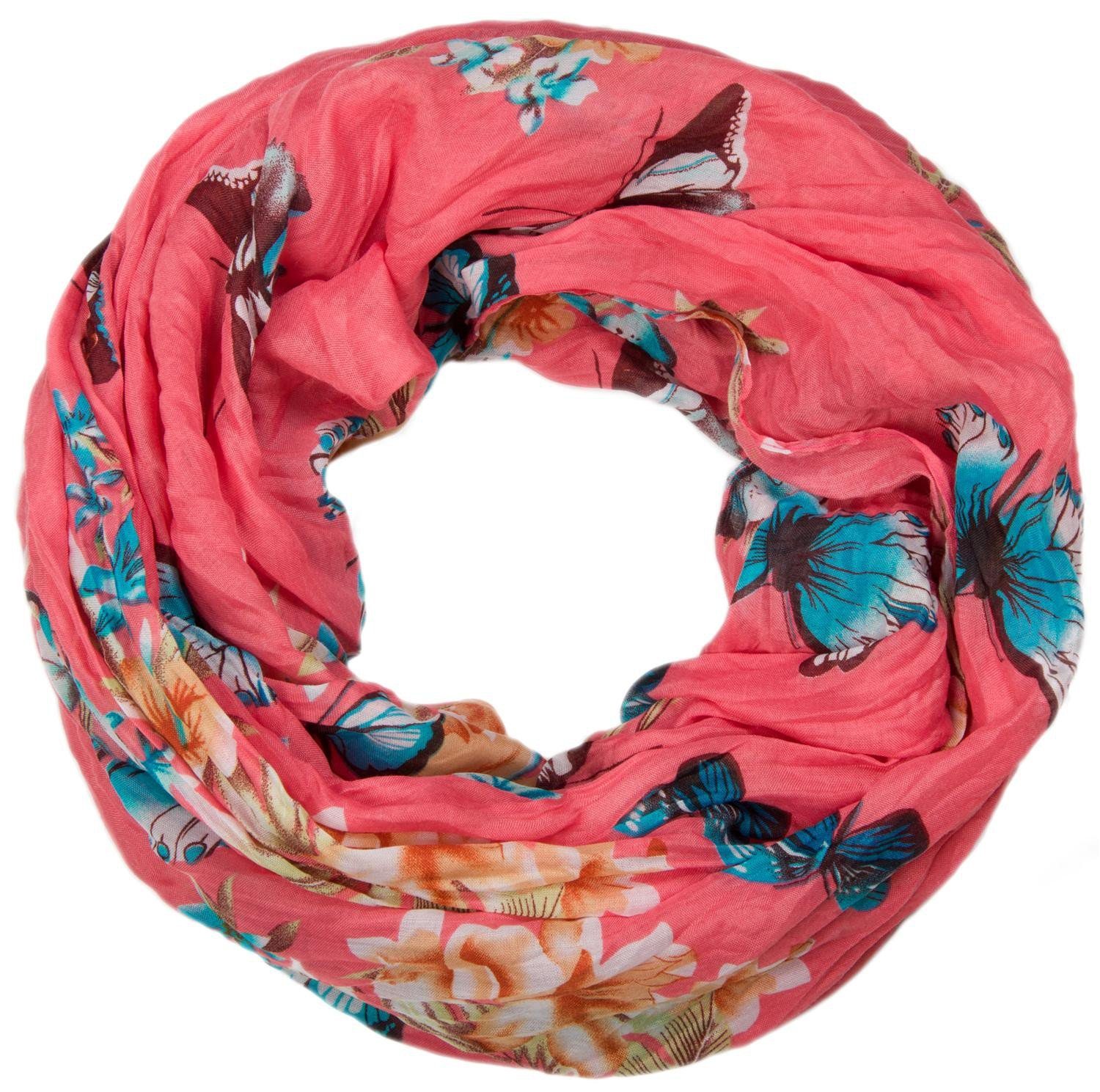 Loop mit Print Koralle Loop, (1-St), Schmetterling styleBREAKER Blumen