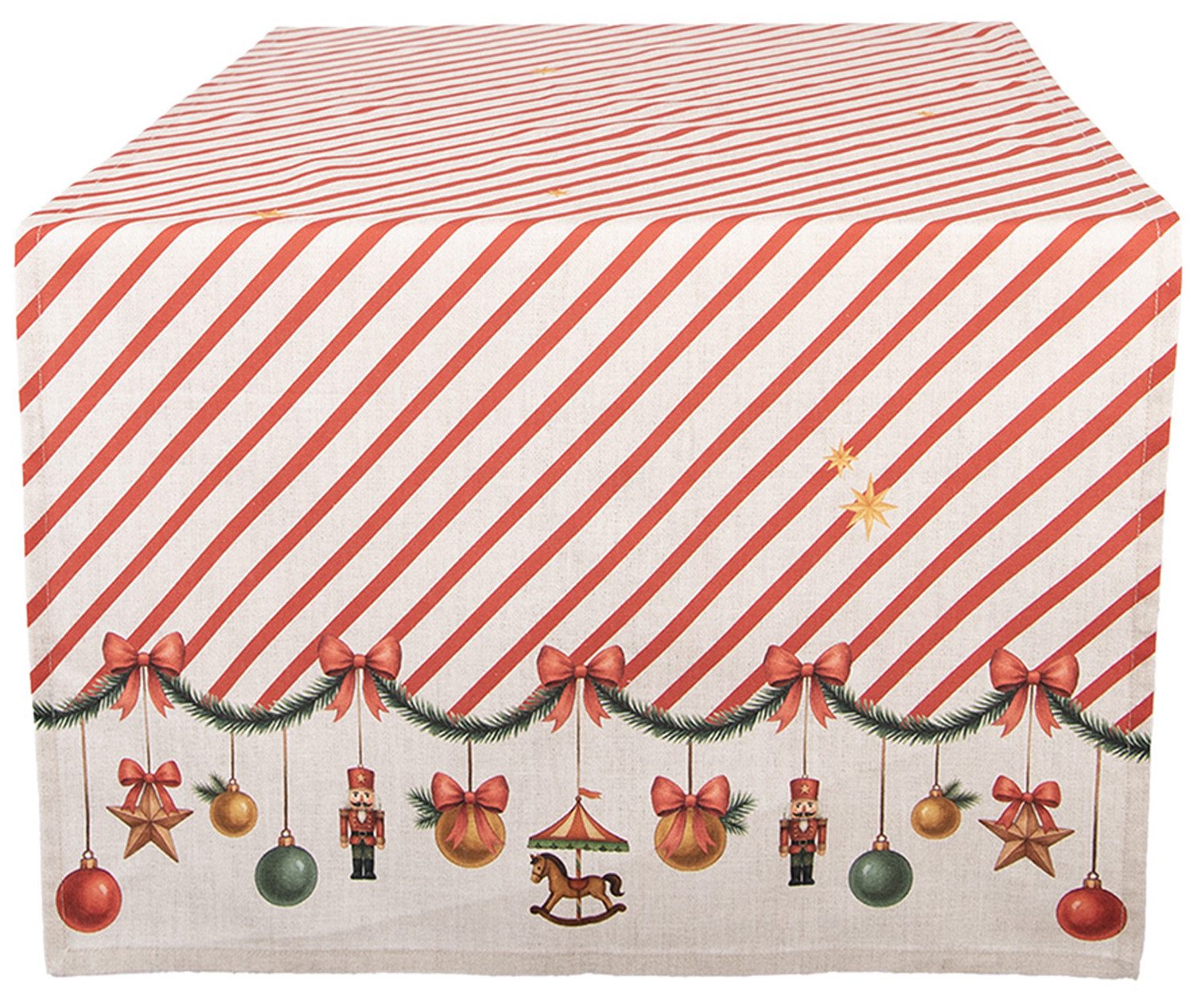 Clayre & Eef Tischläufer Christmas Carousel Dream (1-tlg, 1-teilig), Tischläufer Tischdecke ca.50x140cm Baumwolle