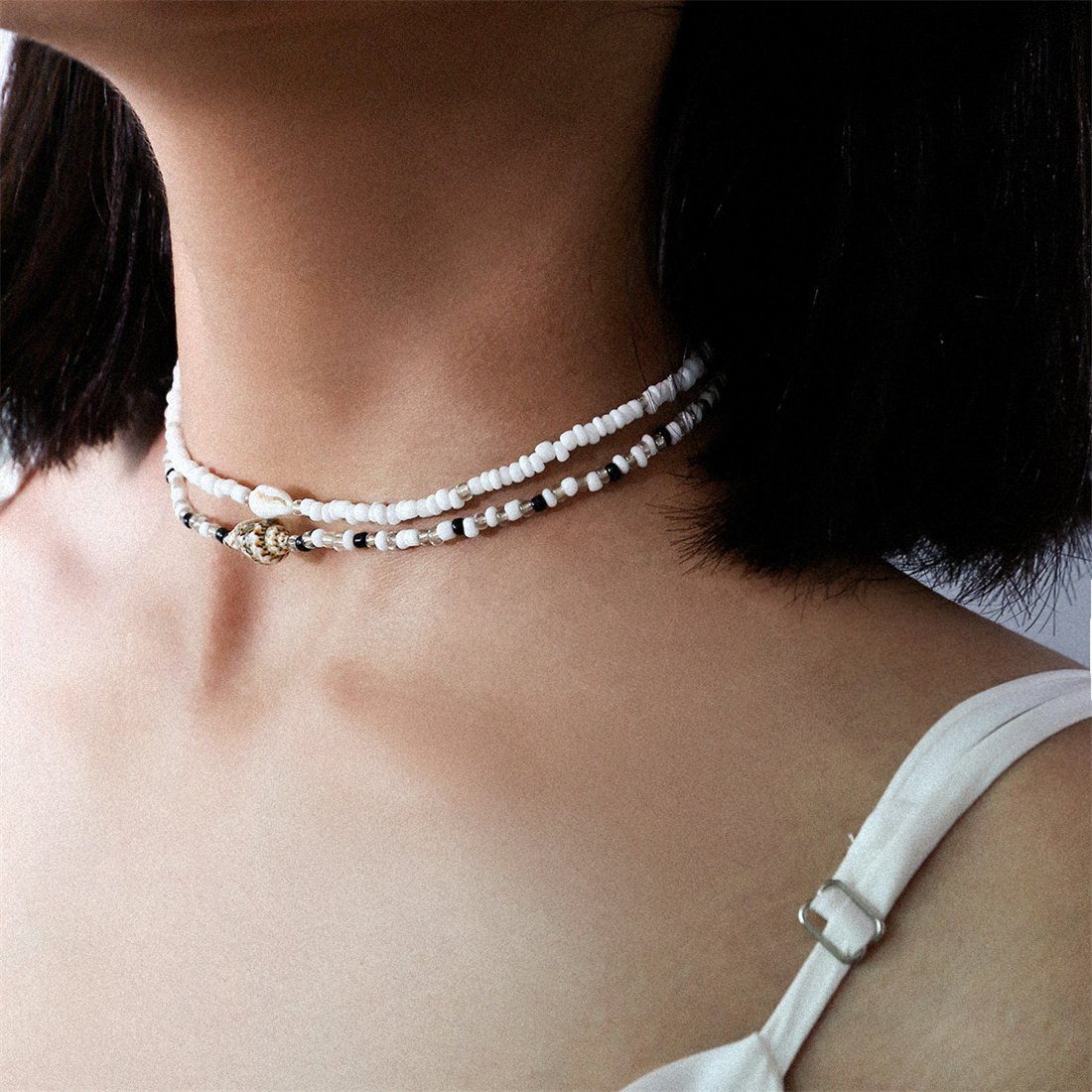 geschichtet Halskette Choker-Set Halskette, handgemachte DÖRÖY Damen böhmische Muschel