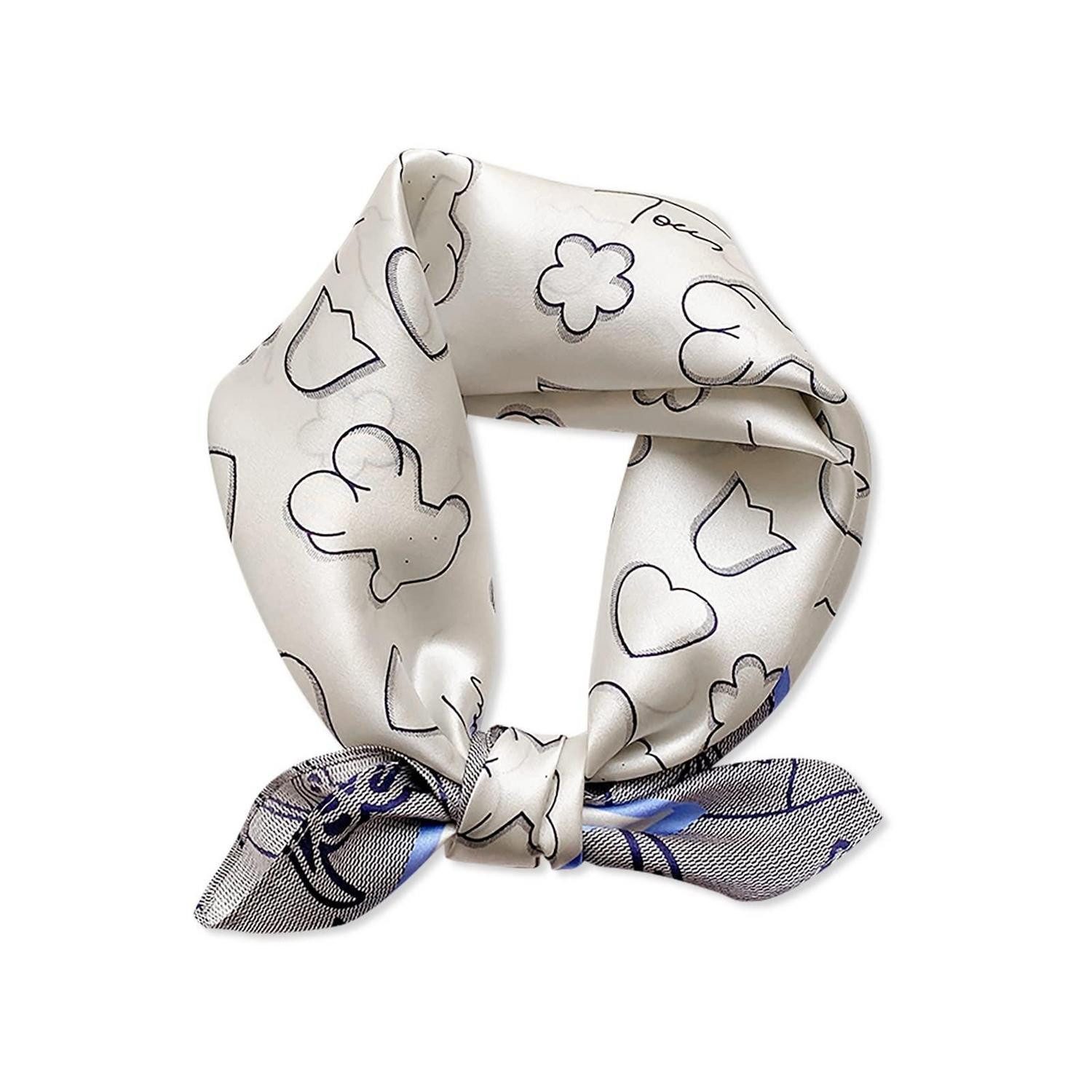 LuxusKollektion Seidenschal Seidenschal Damen Bär Leopard Grau Blau, (1-St)