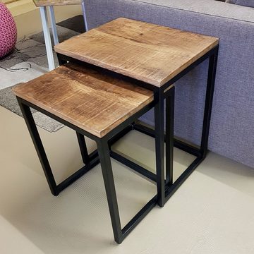 Casamia Beistelltisch Beistelltisch Holz Satztisch Set 2 Stück Wohnzimmer Tisch Couchtisch D