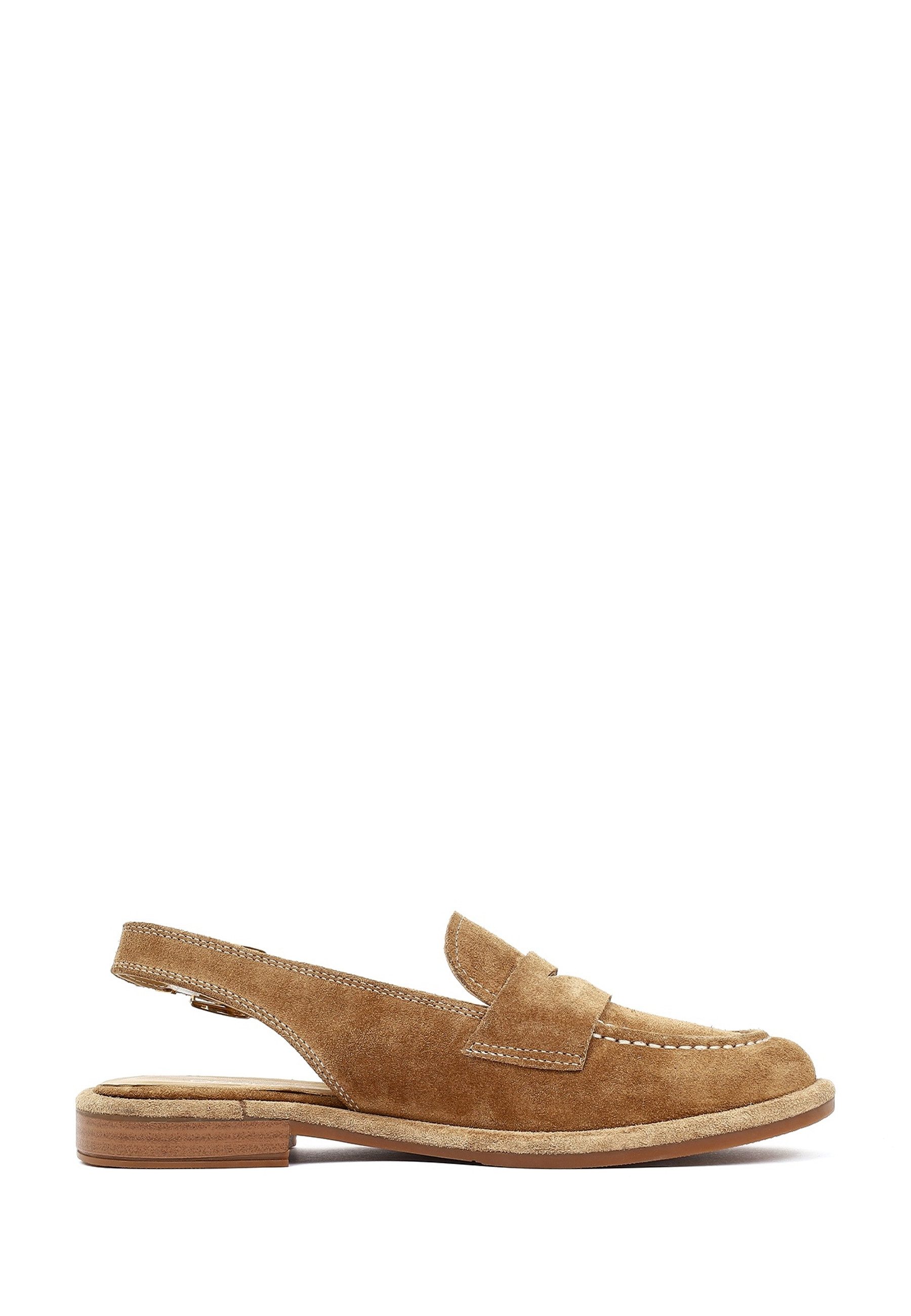 Derimod Pantoletten aus Veloursleder Mules Echtes Leder, Lederfutter, Schnallenverschluss, Slingback-Design