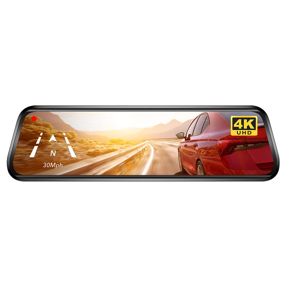 WOLFBOX Super-Nachtsicht Spiegel Dashcam (Vorne 4K UHD, Hinten 1080p, WLAN (Wi-Fi), mit Loop-Aufnahme, GPS,WiFi,24-Stunden-Parkmonitor)