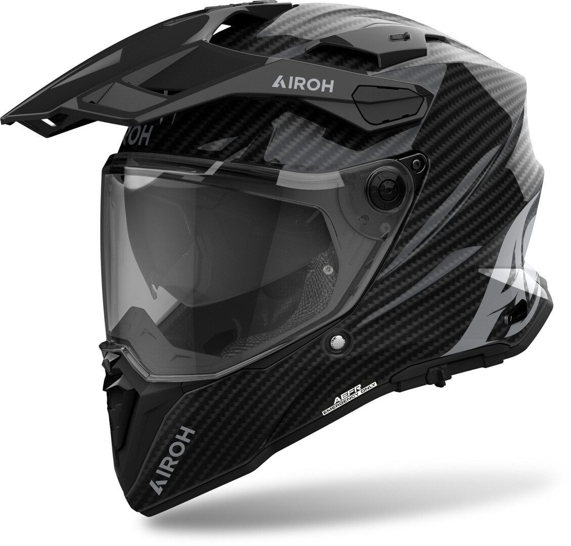 Airoh Motocrosshelm Commander 2 Full Carbon Motocross Helm, vorbereitet für Kommunikationssystem,Notfallsystem-Polsterung (EQ
