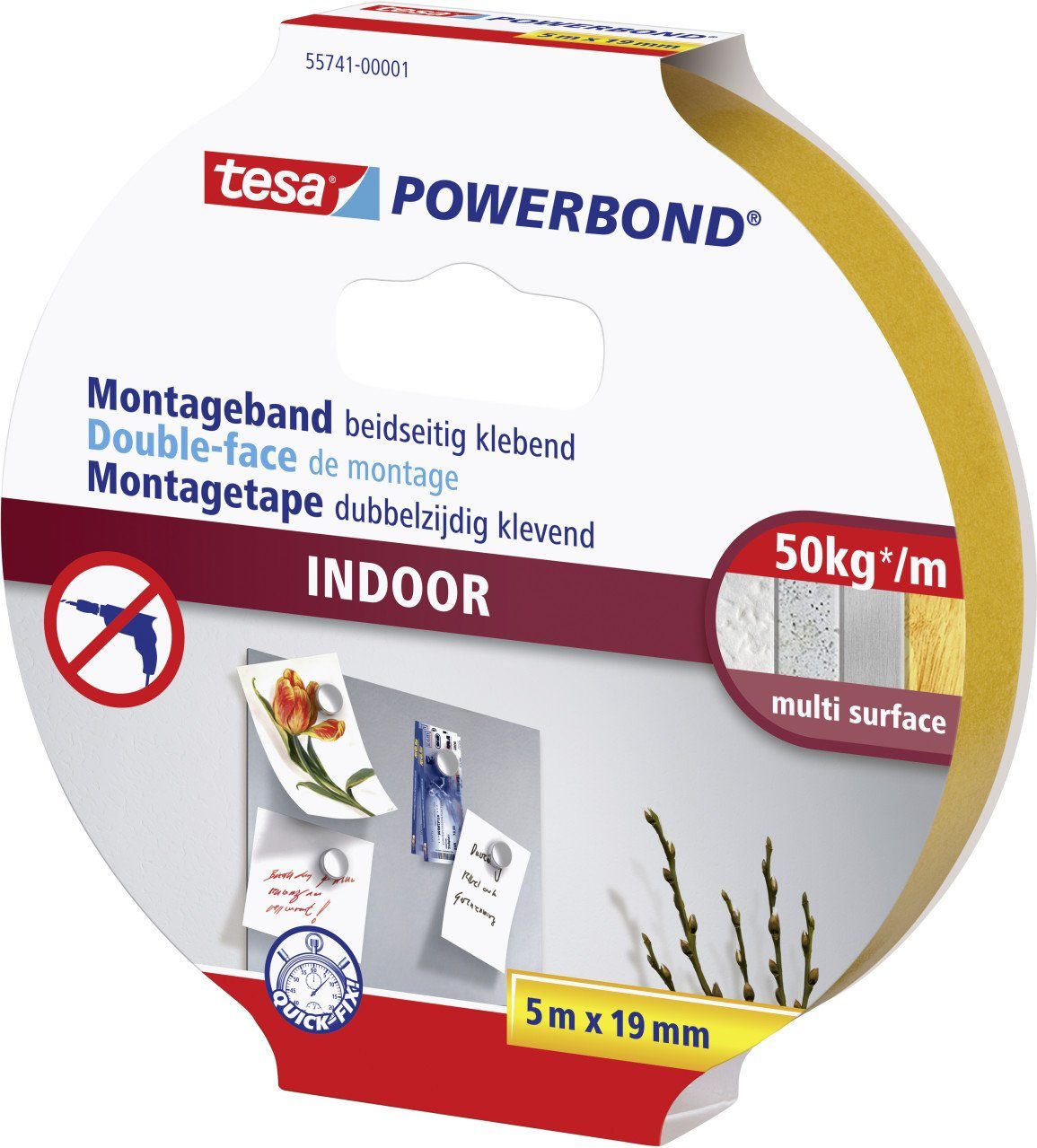 Montageband tesa doppelseitiges Montageband Indoor 5 m x 19 mm