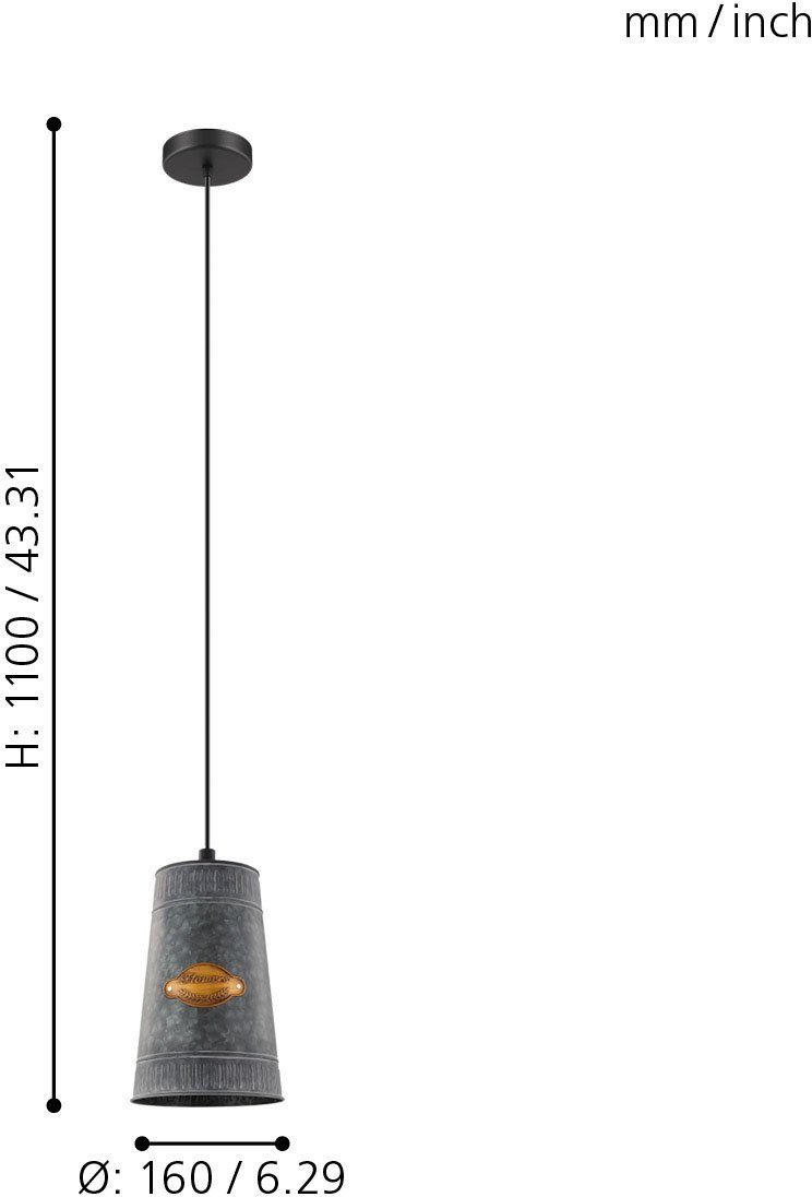 EGLO Pendelleuchte HONEYBOURNE, ohne Leuchtmittel, Hängeleuchte, Hängelampe