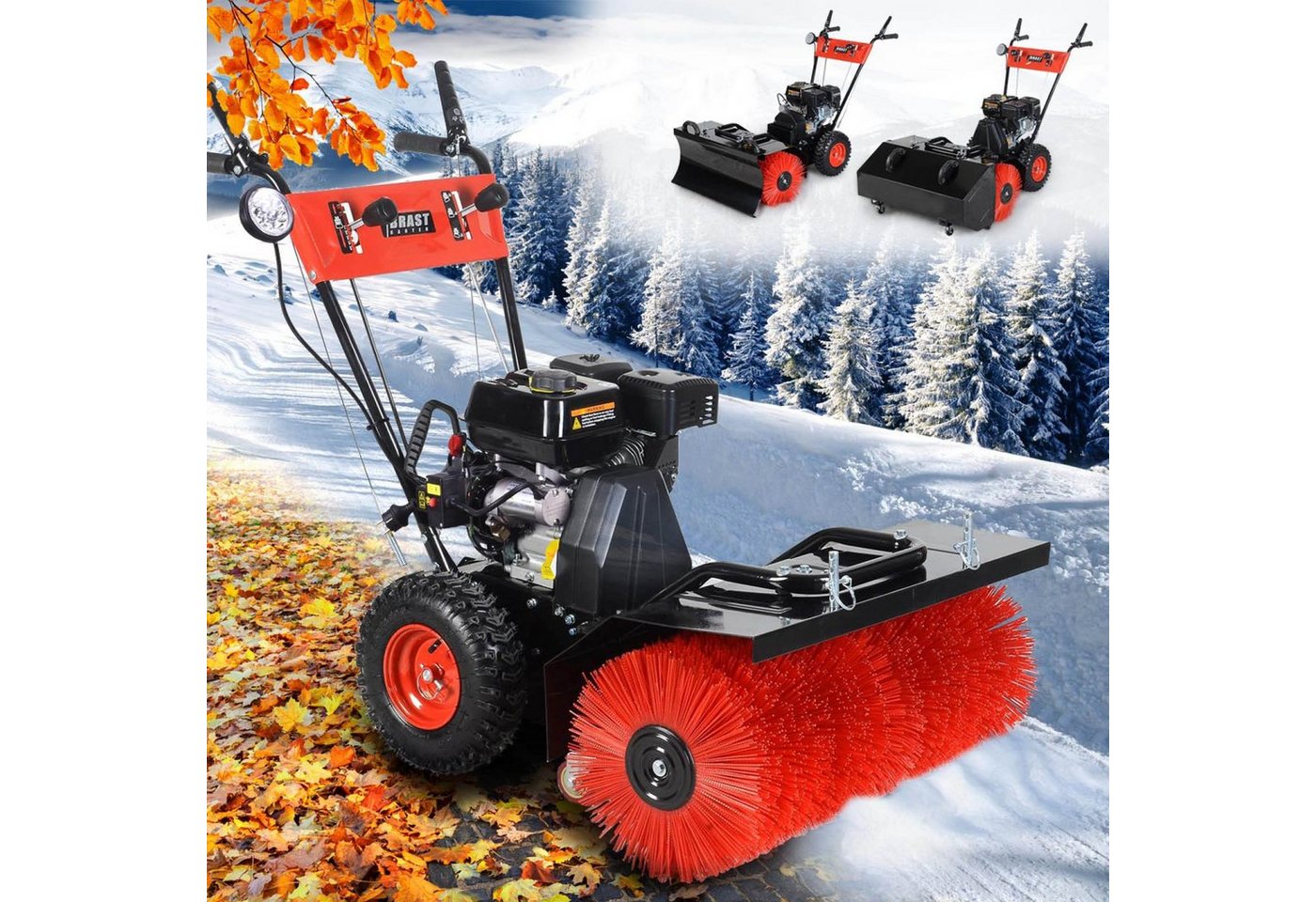 Thumbnail - BRAST Benzin-Schneefräse Kehrmaschine, 4,8kW(6,5PS), viele Modelle, 80-100cm Arbeitsbreite, Elektrostart, Schnellwechsel...
