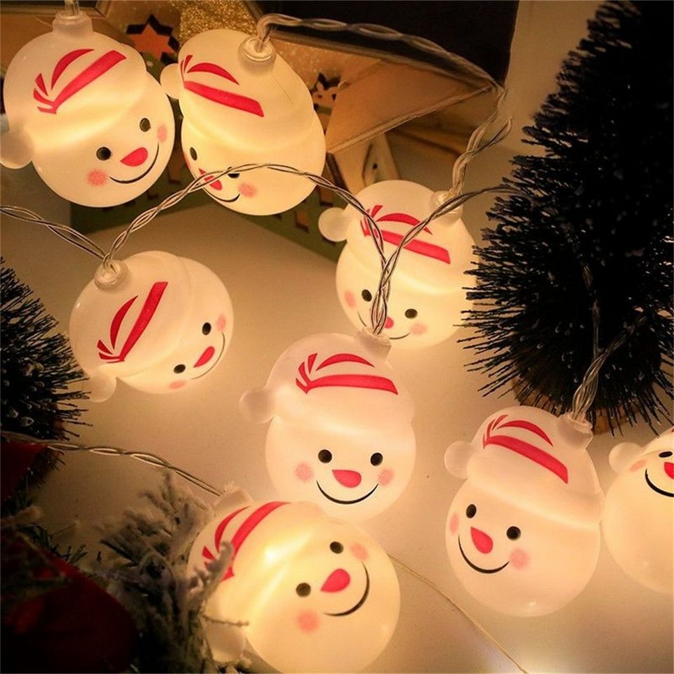 Discaver LED Dekofigur Weihnachtsbaum-Schneemann-Dekorationslichter,  Weihnachtsbeleuchtung, 3 m, 20 LEDs, batteriebetrieben, wasserdicht
