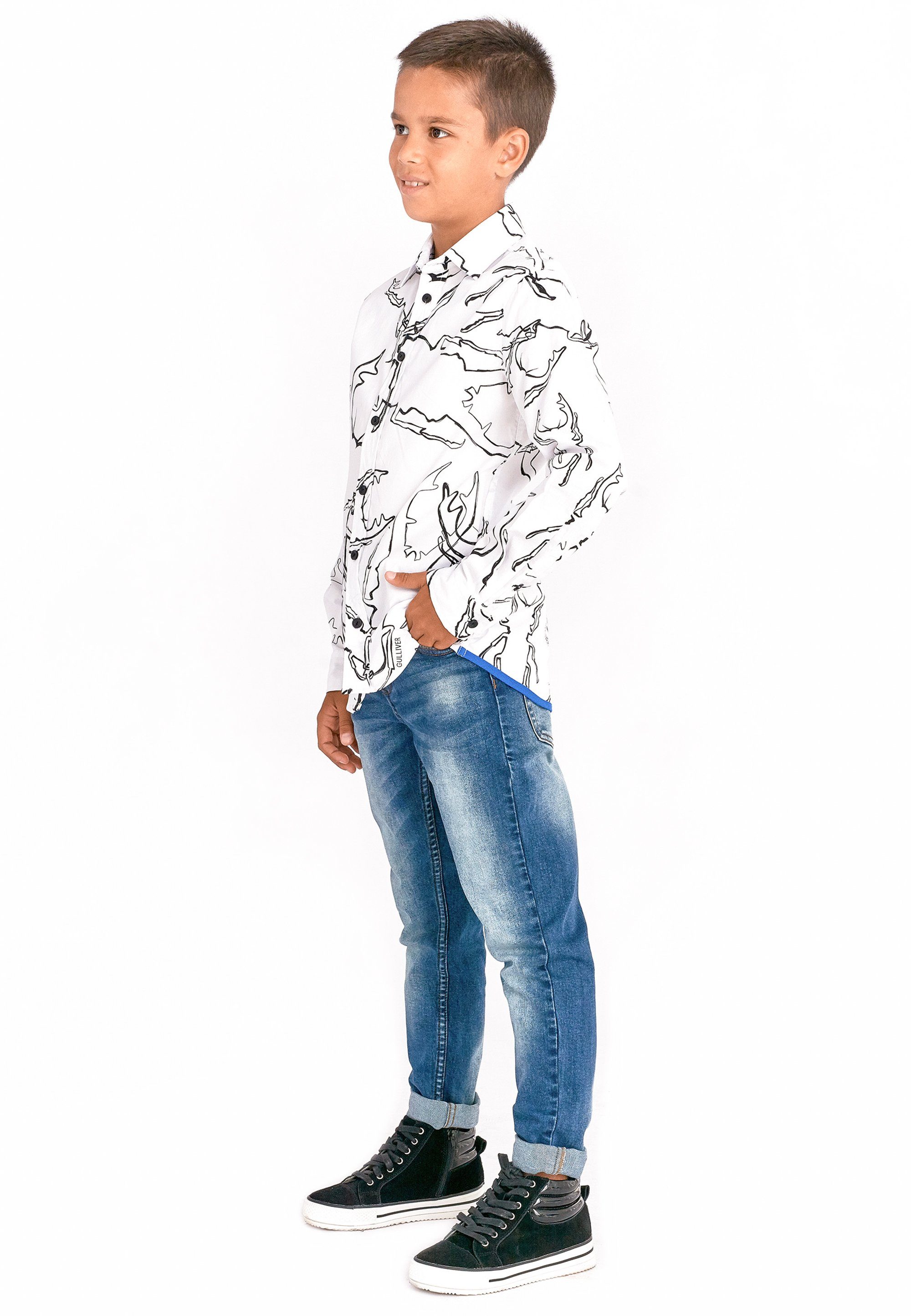 Gulliver Langarmhemd mit Ornamentdruck, Stylishes für Alloverdruck Hemd Jungen ausgefallenem mit