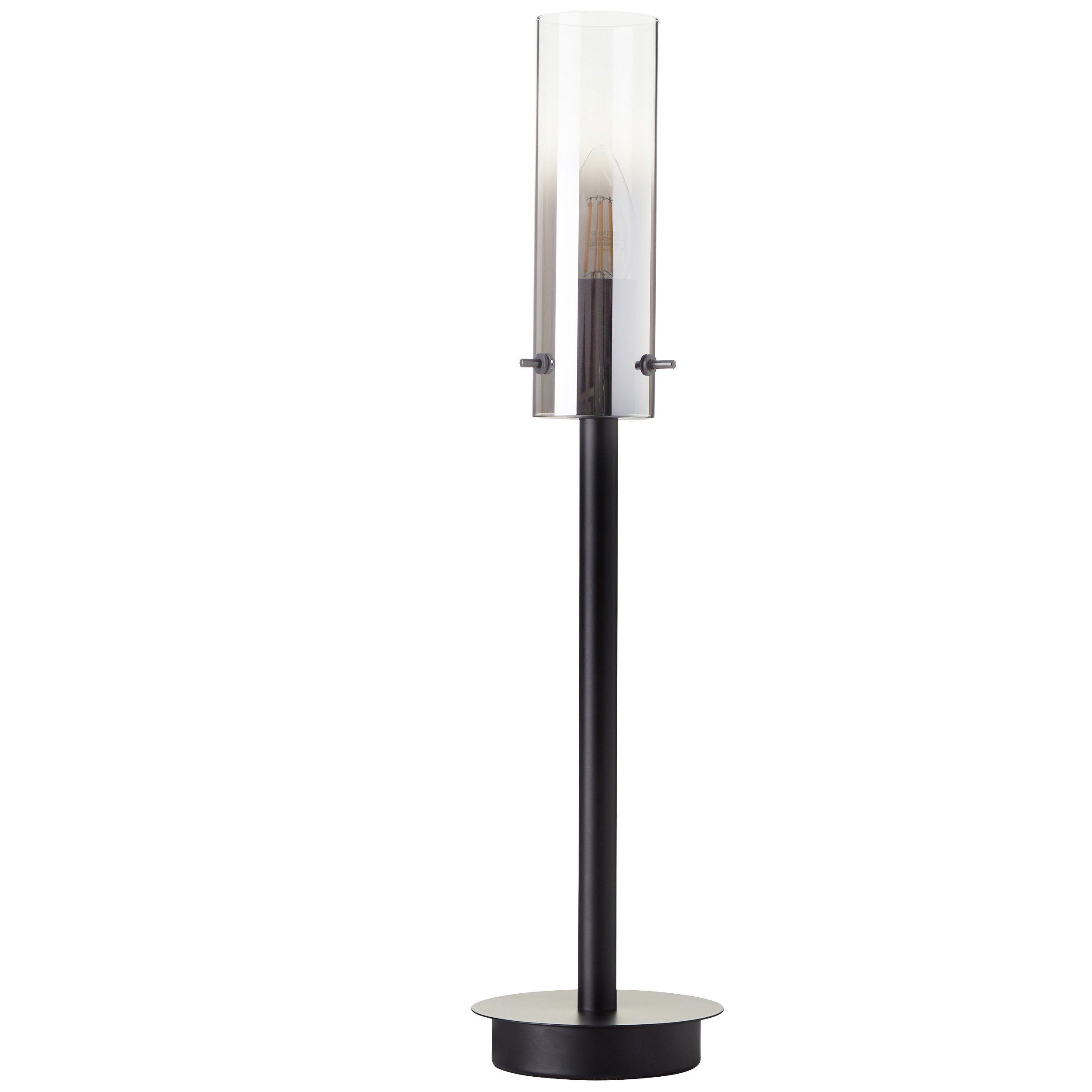 Brilliant Tischleuchte Glasini, ohne Leuchtmittel, 50 E14, matt schwarz Metall/Rauchglas, 12 x cm