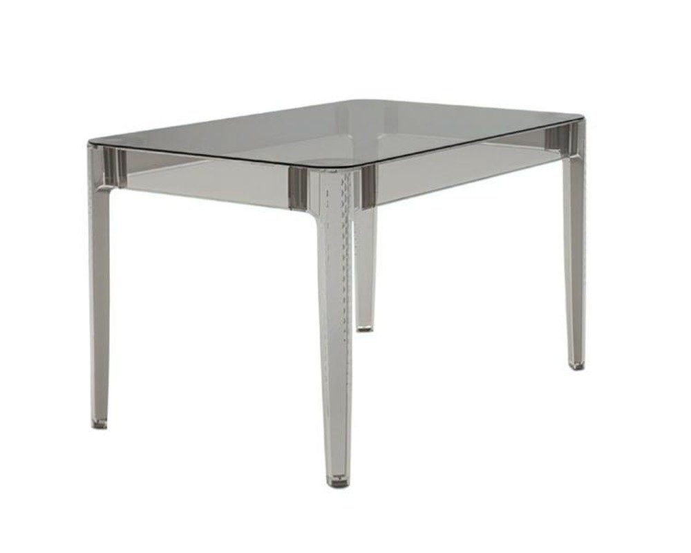 JVmoebel Esstisch Eleganter transparenter grauer rechteckiger Gartentisch