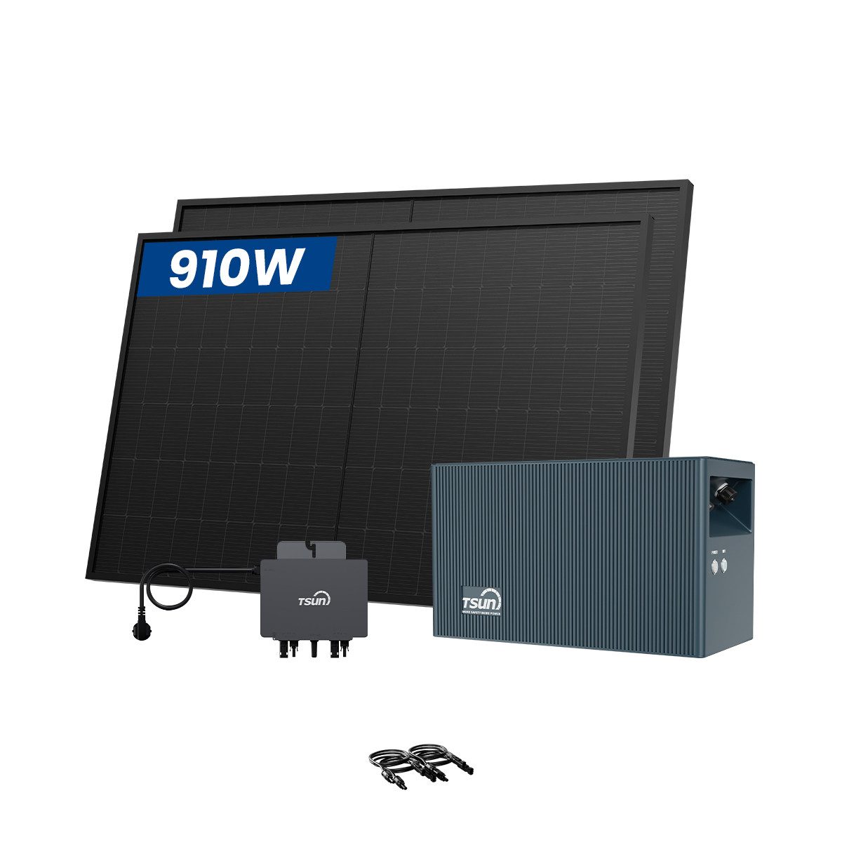 Tsun Balkonkraftwerk TSUN DCU2000Lite mit 800W Mikrowechselrichter & 910W Solarmodule, (inkl. 2x Astronergy 455Wp Full Black Glas-Glas Solarmodule), 2400W PV Input mit Dual MPPT, Plug & Play