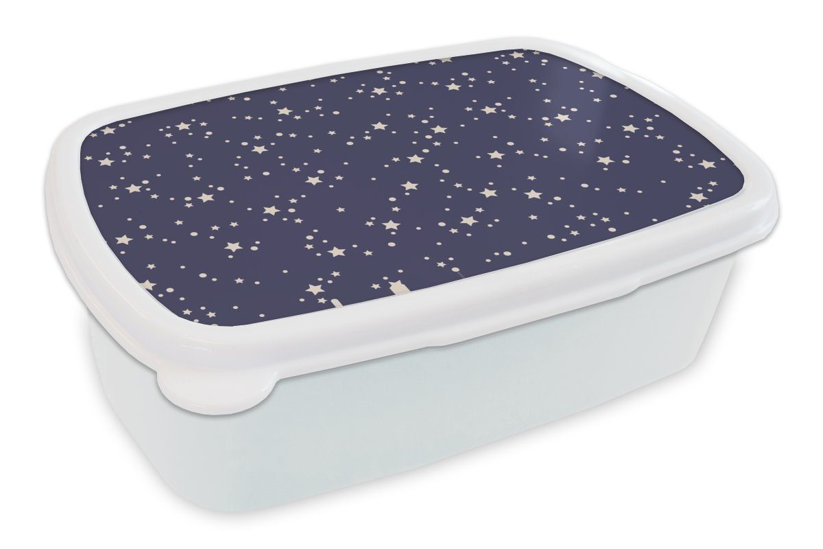 MuchoWow Lunchbox Sternenhimmel - Weltraum - Muster - Kinder, Kunststoff, (2-tlg), Brotbox für Kinder und Erwachsene, Brotdose, für Jungs und Mädchen weiß